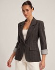 Blazer donna gessato marrone – Polly 6 – tre-quarti