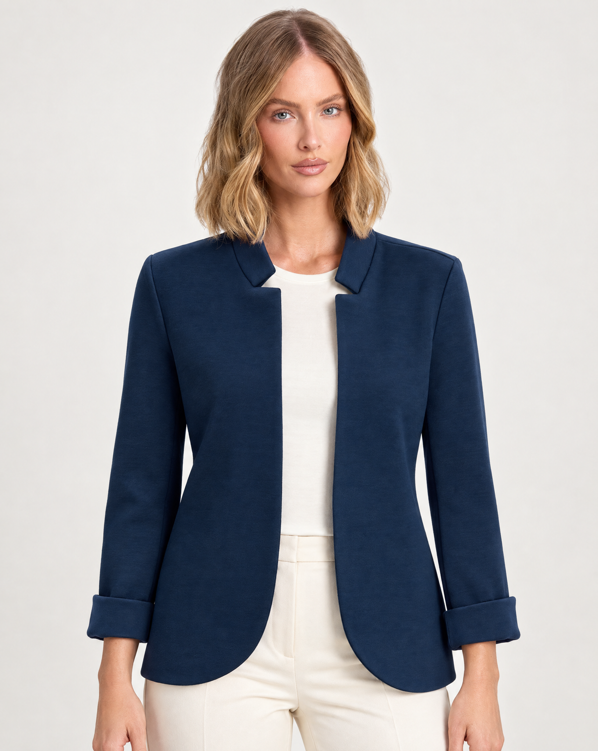 Blazer donna Punto Milano con revers N5 5100 blu, Polly 5, vista frontale