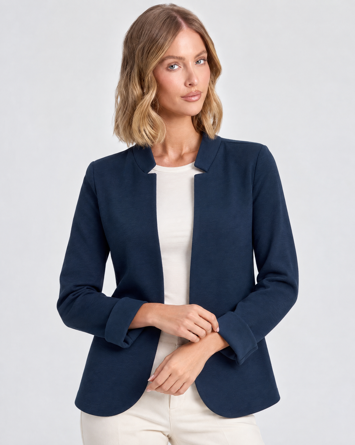 Blazer donna Punto Milano con revers N5 5100 blu, Polly 5, dettaglio busto e polsini