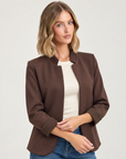 Blazer donna Punto Milano con revers N5 5100 marrone, Polly 5, dettaglio busto e polsini