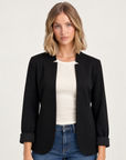 Blazer donna Punto Milano con revers N5 5100 nero, Polly 5, vista frontale