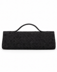 Borsa baguette in vera pelle scamosciata intrecciata nero – vista retro
