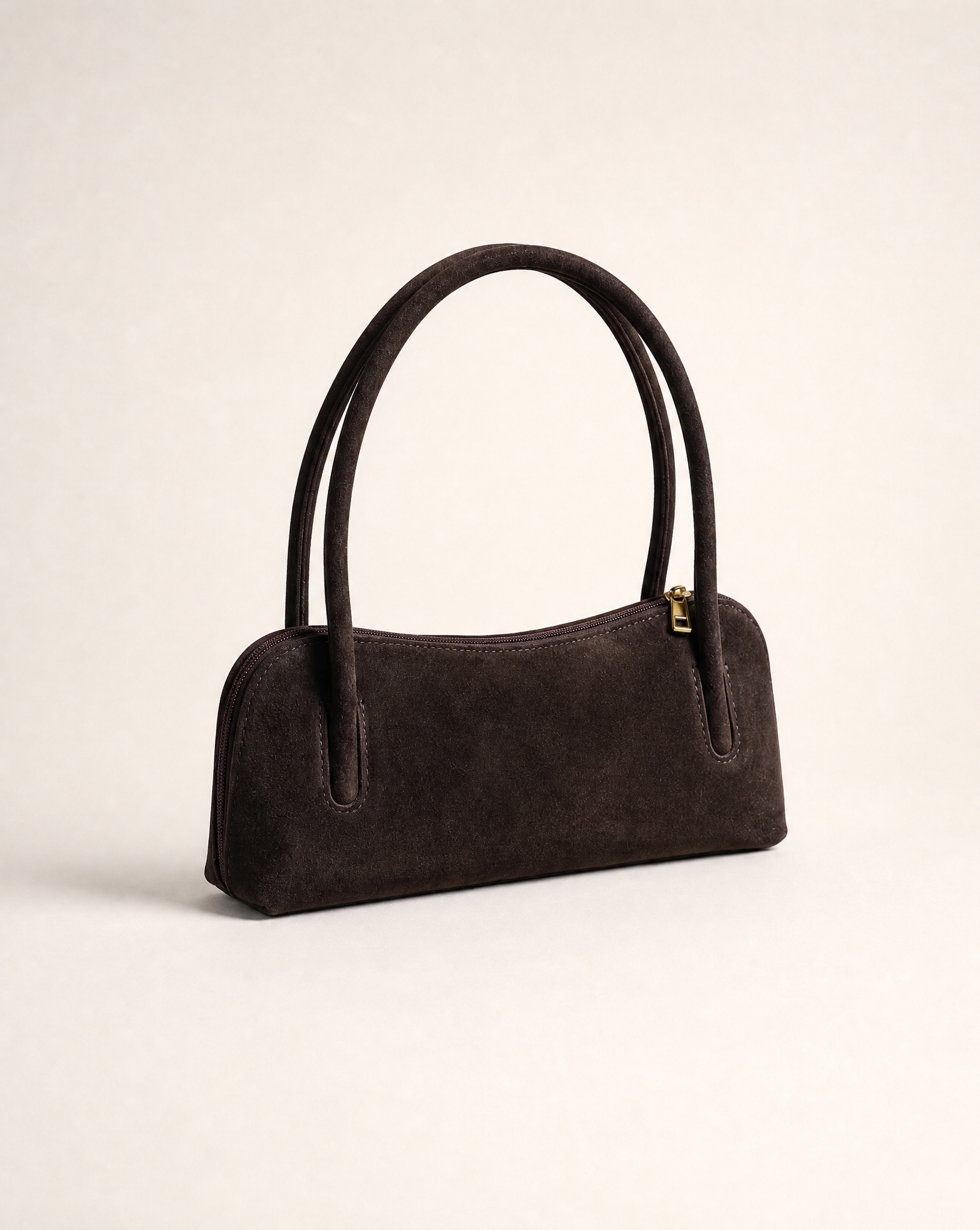 Borsa baguette donna in vera pelle scamosciata testa di moro, foto singola alternativa