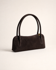 Borsa baguette donna in vera pelle scamosciata testa di moro, foto singola alternativa