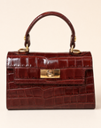 Borsa a mano in vera pelle effetto cocco Bordeaux - vista frontale