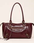 Borsa a spalla in ecopelle bordeaux, vista frontale