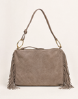 Borsa donna con frange in vera pelle – Taupe dettaglio