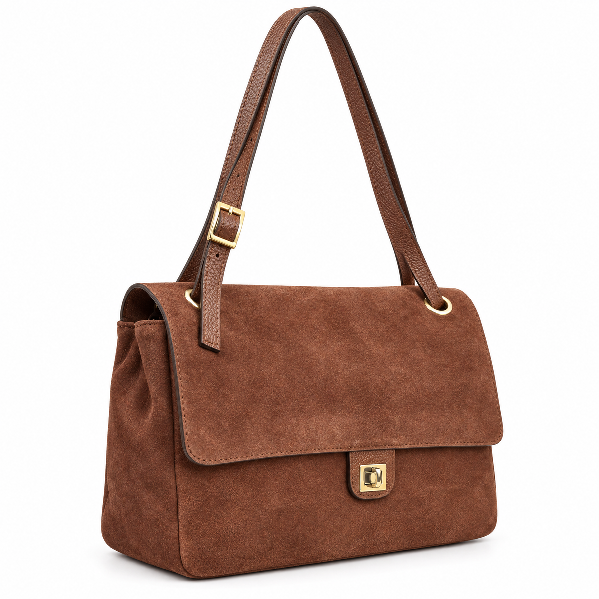 Borsa H4 marrone laterale su sfondo bianco