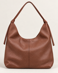 Borsa hobo in vera pelle camel con nodi – vista frontale