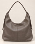 Borsa hobo in vera pelle taupe con nodi – vista frontale