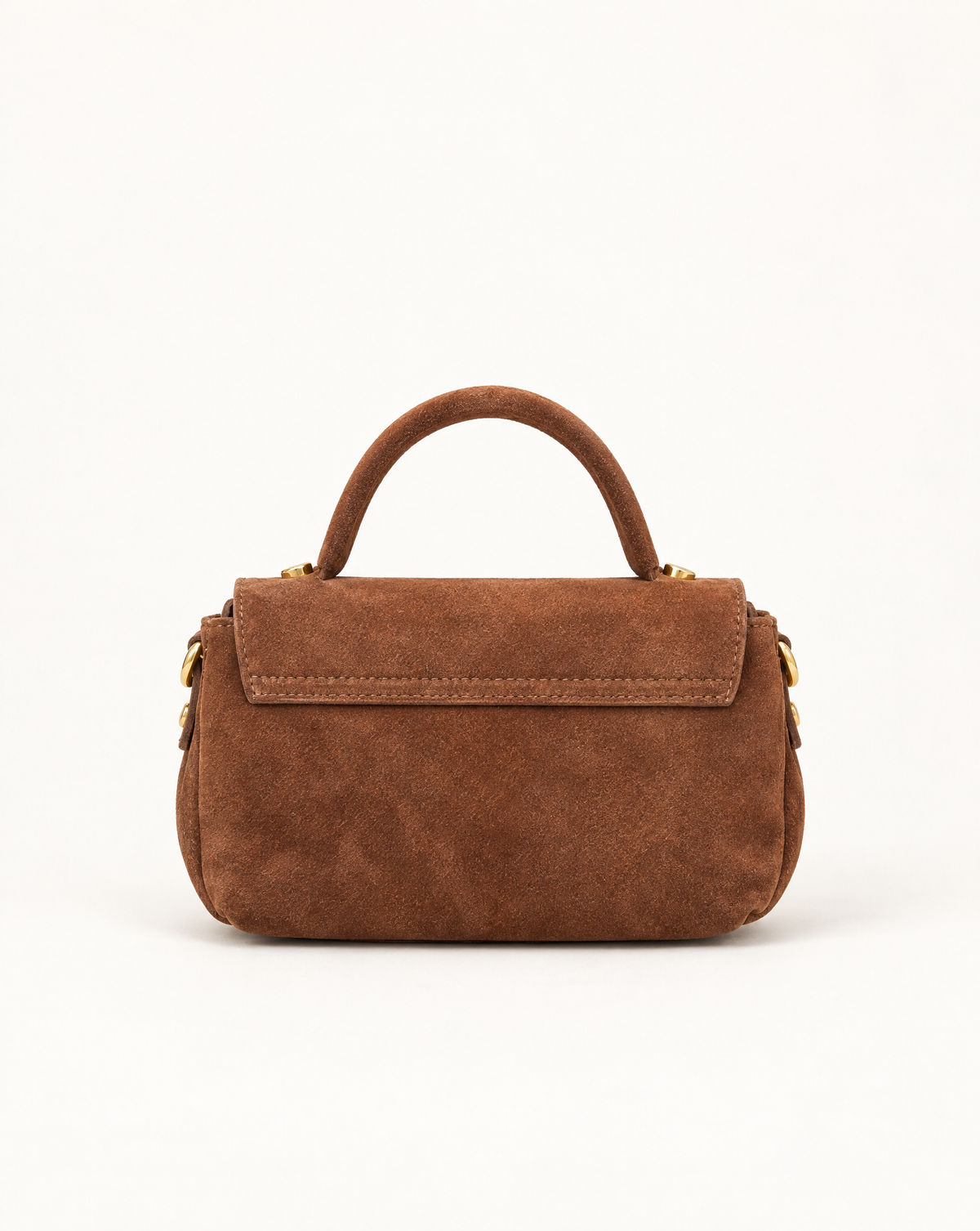 Borsa a mano in vera pelle scamosciata cuoio, vista posteriore