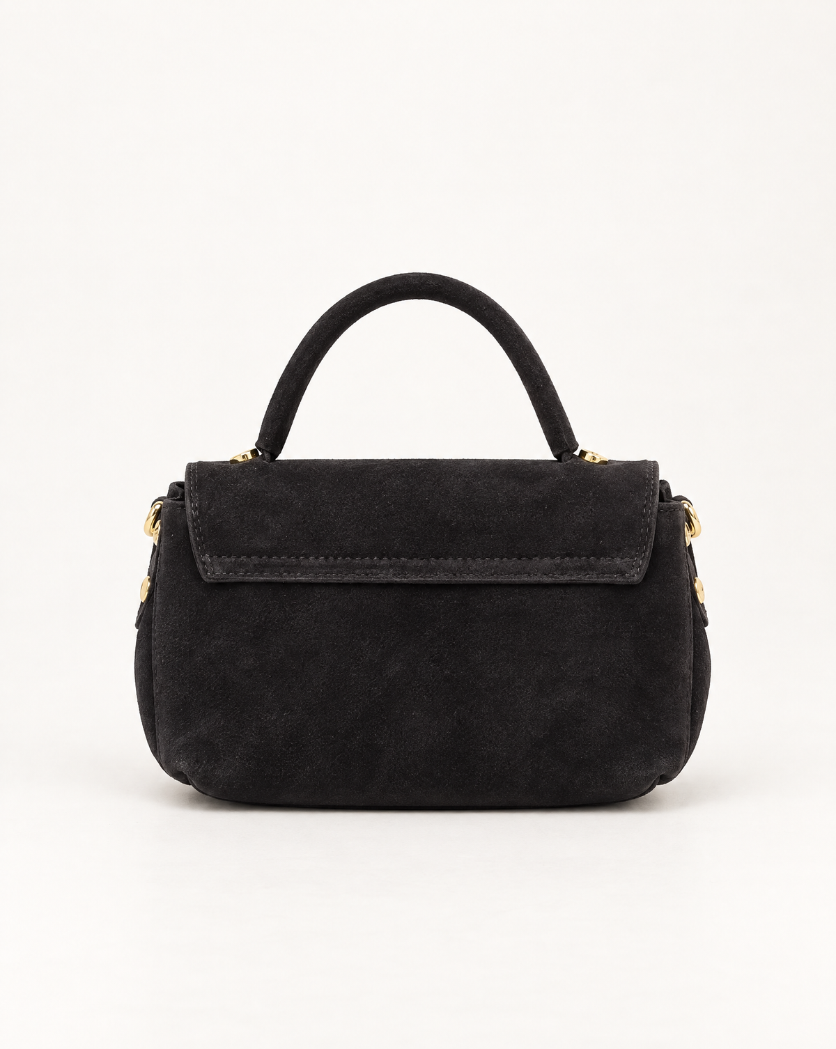 Borsa a mano in vera pelle scamosciata nero, vista posteriore