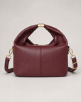 Borsa mini con manico annodato in vera pelle – Bordeaux, vista frontale
