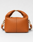 Borsa mini con manico annodato in vera pelle – Camel, vista frontale