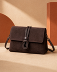 Borsa pochette donna marrone scuro con nodo, vista singola