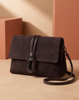 Borsa pochette donna marrone scuro con nodo, vista singola ravvicinata