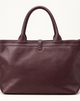 Borsa shopper in vera pelle martellata bordeaux con doppi manici – vista retro