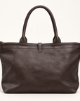 Borsa shopper in vera pelle martellata marrone con doppi manici – vista retro