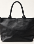 Borsa shopper in vera pelle martellata nero con doppi manici – vista retro