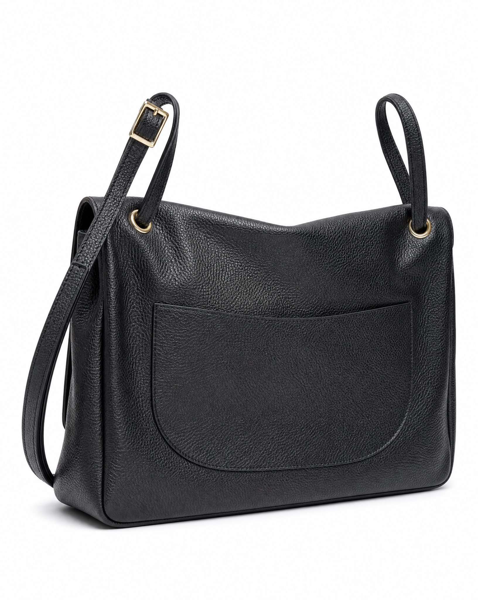 Borsa shopper donna in vera pelle nera, vista posteriore