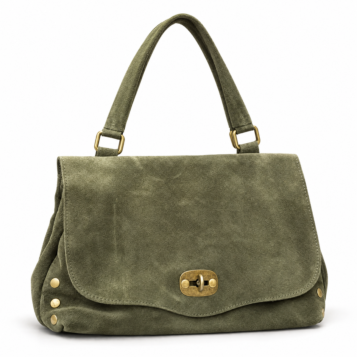 Borsa Siena verde militare, vista frontale su sfondo bianco