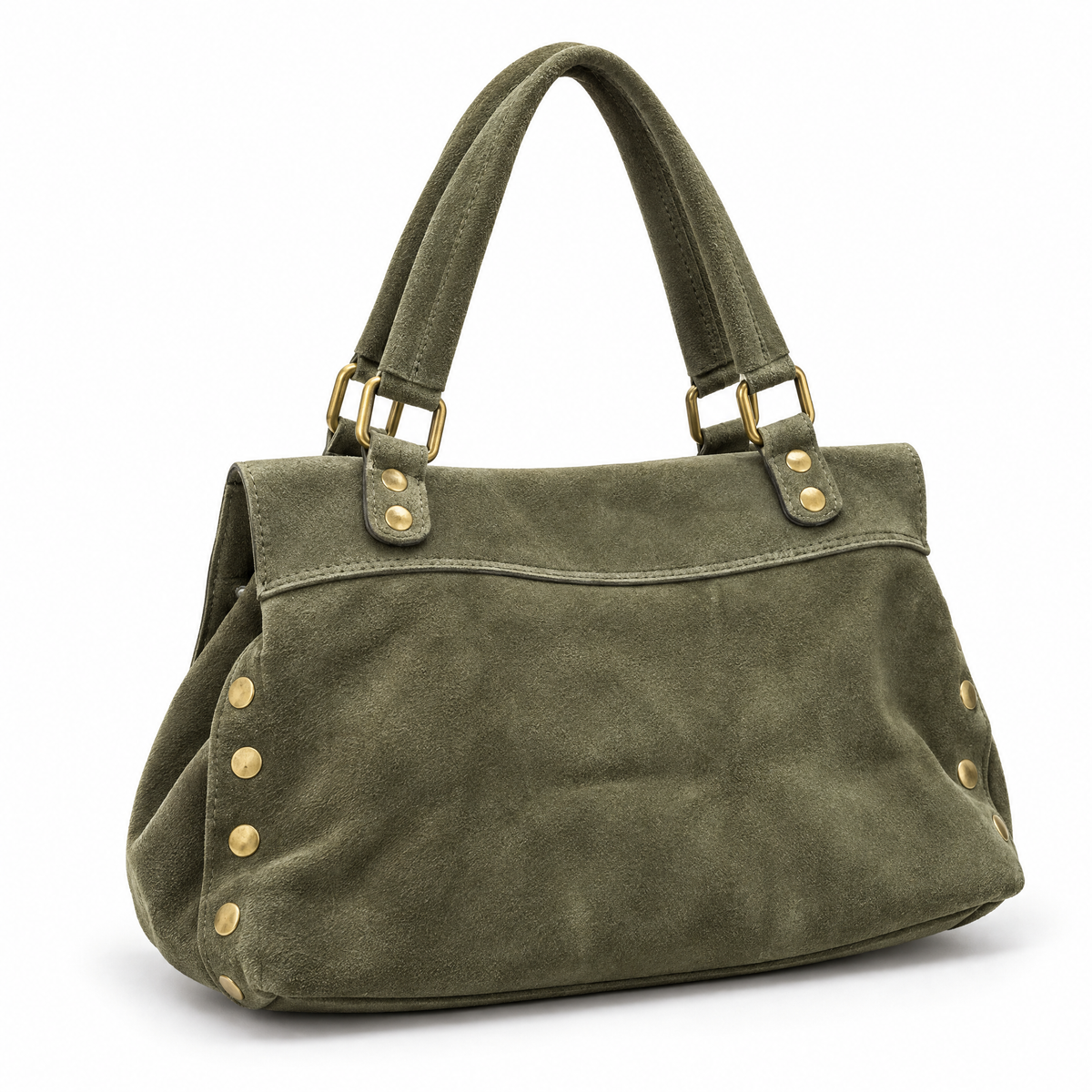 Borsa Siena verde militare, vista posteriore su sfondo bianco