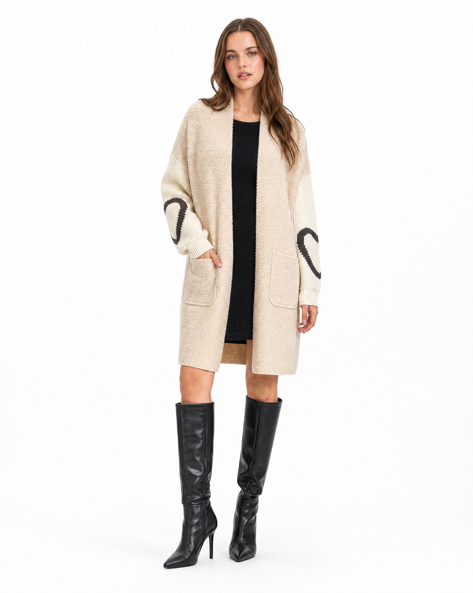 Cappotto donna teddy con cuori – Beige