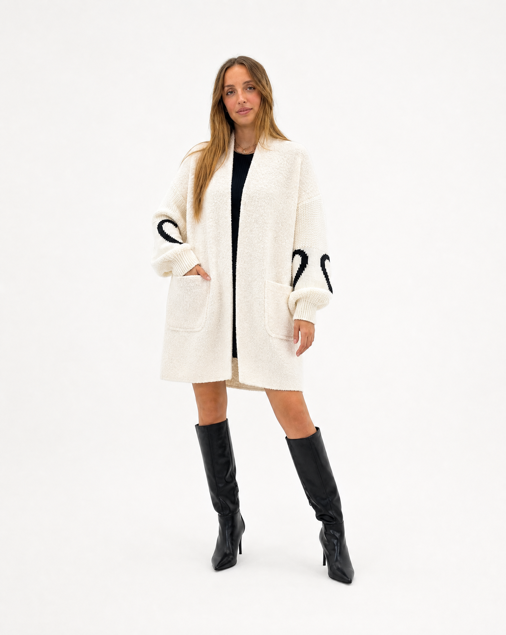 Cappotto donna teddy con cuori – Bianco