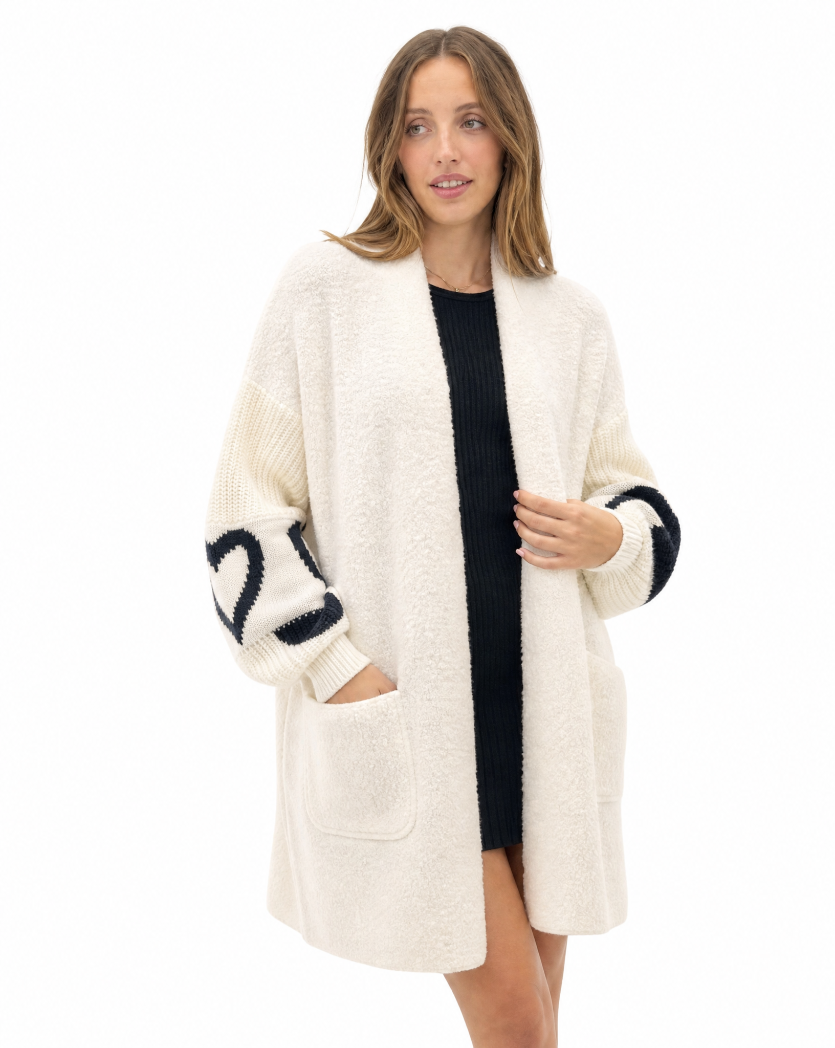 Cappotto donna teddy con cuori – Bianco