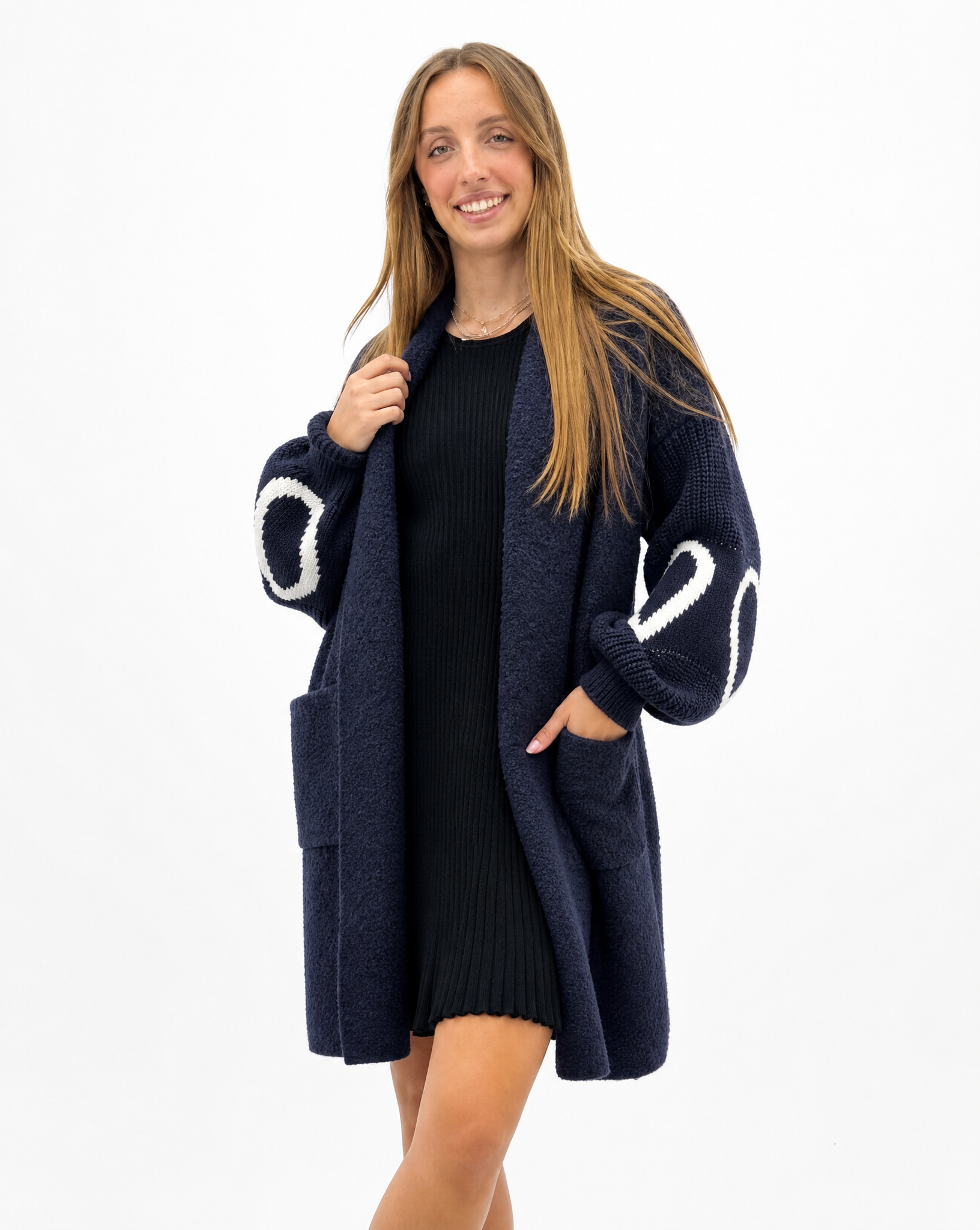 Cappotto donna teddy con cuori – Blu scuro