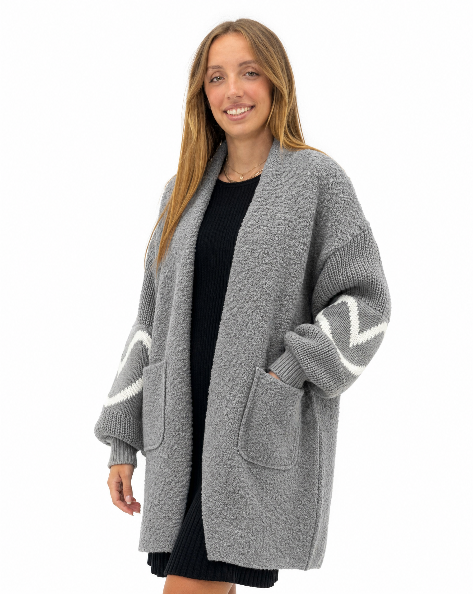 Cappotto donna teddy con cuori – Grigio