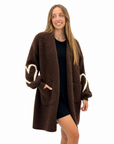 Cappotto donna teddy con cuori – Marrone