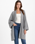 Cardigan lungo donna con tasche grigio dettaglio