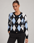 Cardigan donna a rombi nero con bottoni dorati, Polly 6, foto 2
