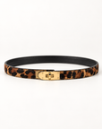 Cintura donna in cavallino leopardo con gancio dorato - vista frontale