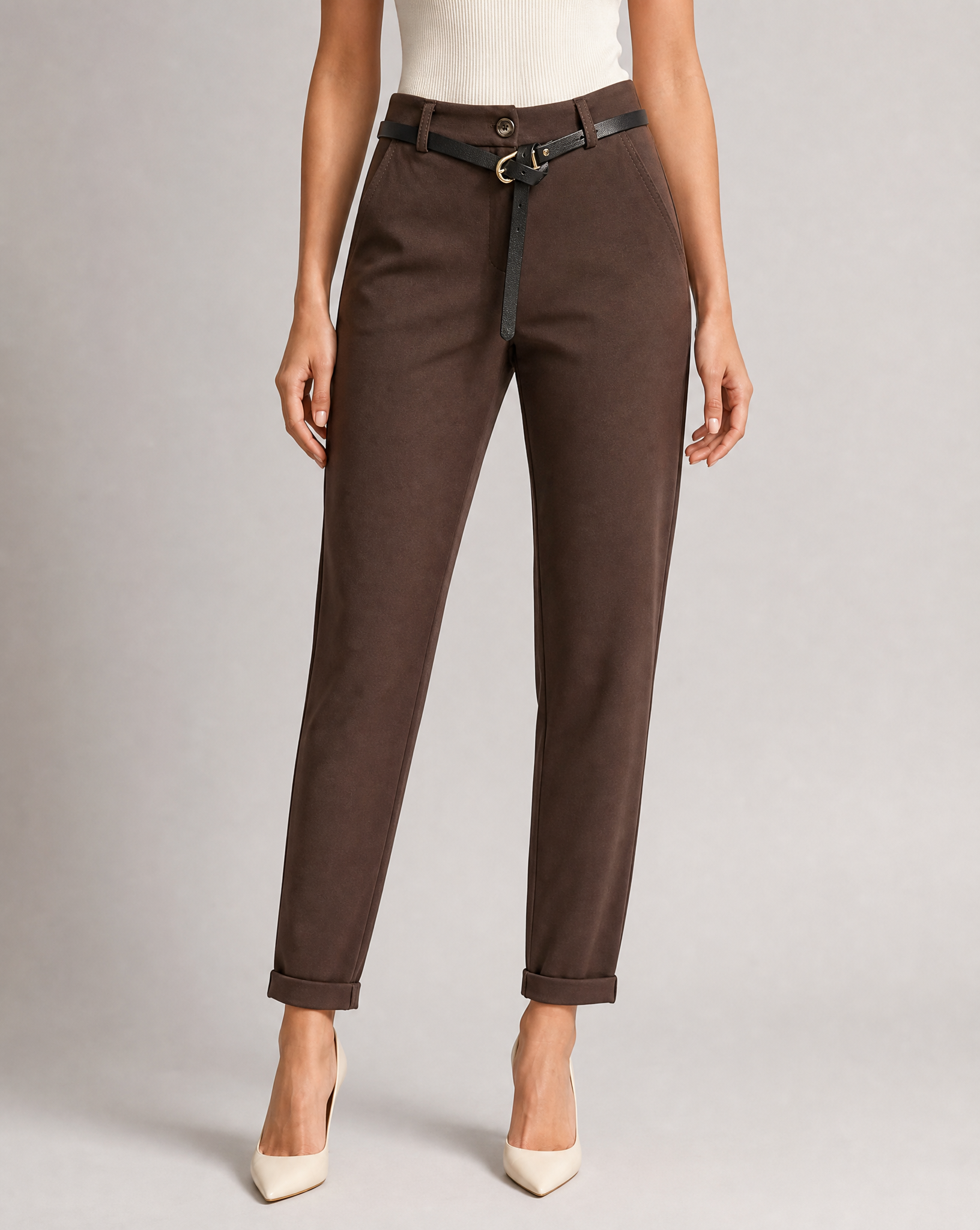 Completo donna 2000 marrone, pantaloni, indossato da Polly 6
