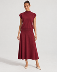 Completo in maglia con gonna lunga bordeaux – Polly 6 – frontale