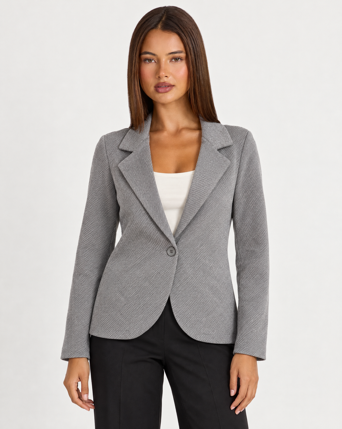 Cardigan donna modello blazer grigio indossato da Polly 4 - foto 1