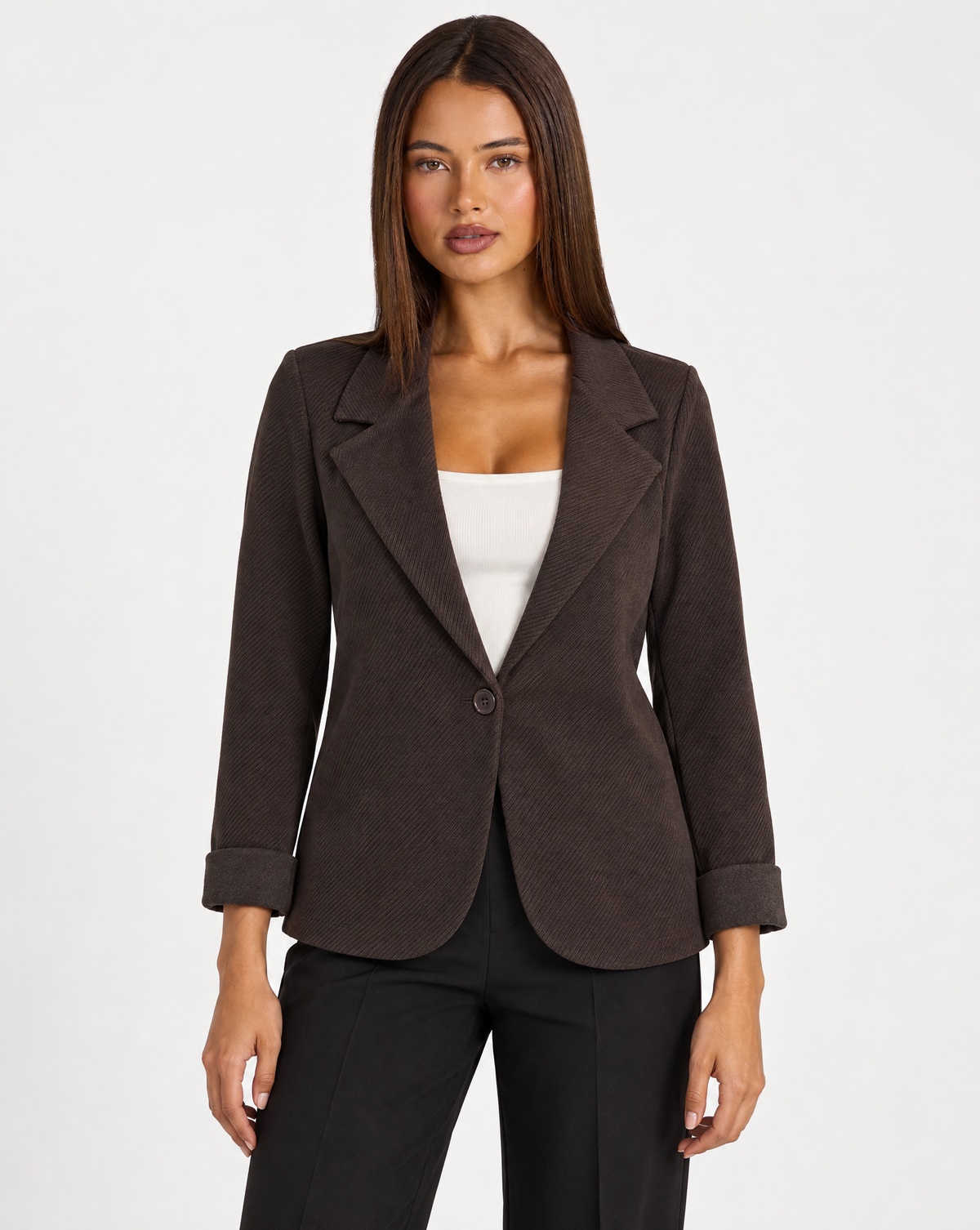 Cardigan donna modello blazer marrone indossato da Polly 4 - foto 1