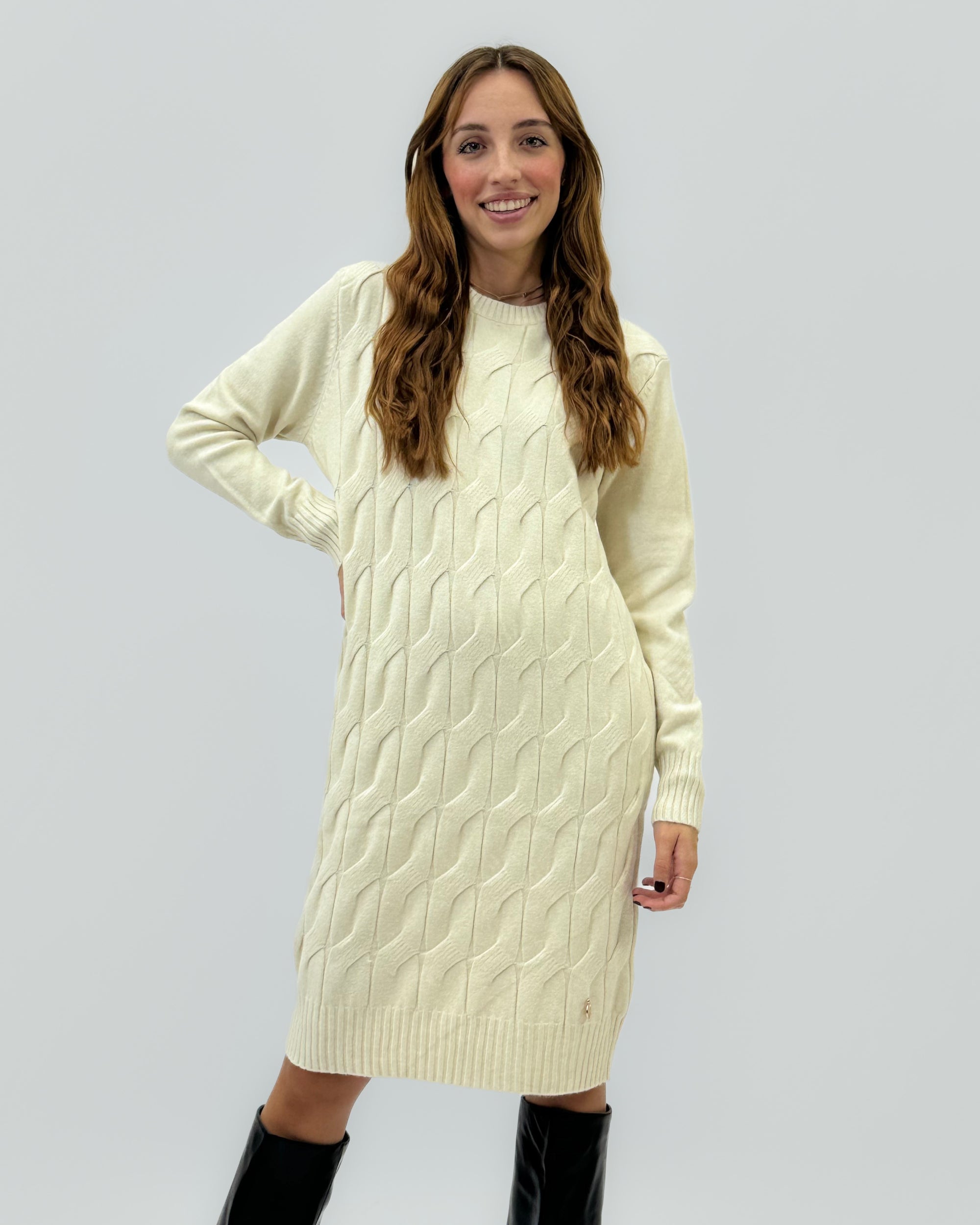 Abito maglia girocollo con intrecci