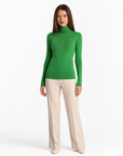 Dolcevita donna basic tinta unita con Polly 4 - Verde prato vista frontale