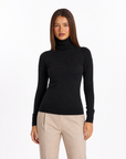 Dolcevita donna basic tinta unita con Polly 4 - Nero vista frontale