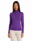 Dolcevita donna basic tinta unita con Polly 4 - Viola vista frontale