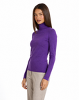 Dolcevita donna basic tinta unita con Polly 4 - Viola vista tre quarti