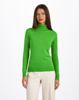 Dolcevita donna basic tinta unita con Polly 4 - Verde mela vista frontale