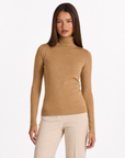 Dolcevita donna basic tinta unita con Polly 4 - Camel vista frontale