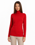 Dolcevita donna basic tinta unita con Polly 4 - Rosso vista frontale