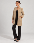 Giacca donna lunga con strass Beige indossata da Polly 6 - vista 1