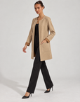 Giacca donna lunga con strass Beige indossata da Polly 6 - vista 2