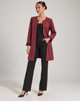Giacca donna lunga con strass Bordeaux indossata da Polly 6 - vista 1